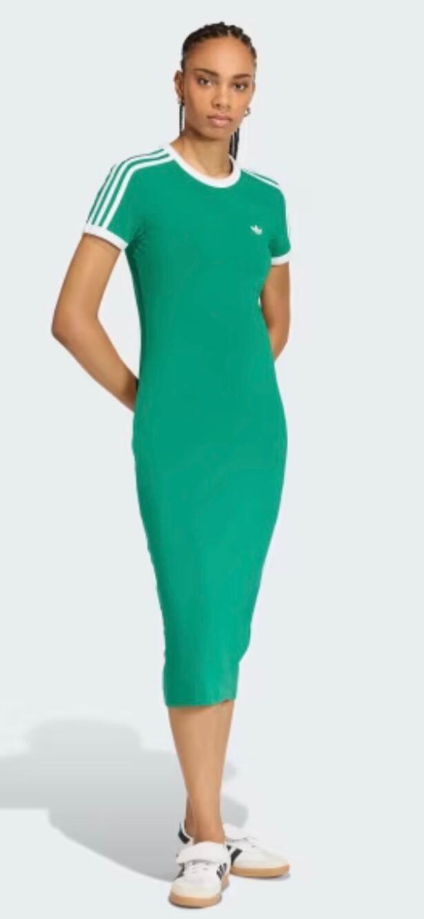 NEW ADIDAS Women's Small  3S Dress Green White Stripes JD3693